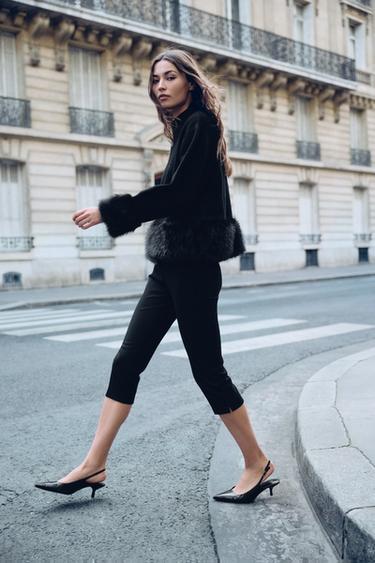 JERSEY COMBINADO PUNTO EFECTO PELO - Negro de Zara