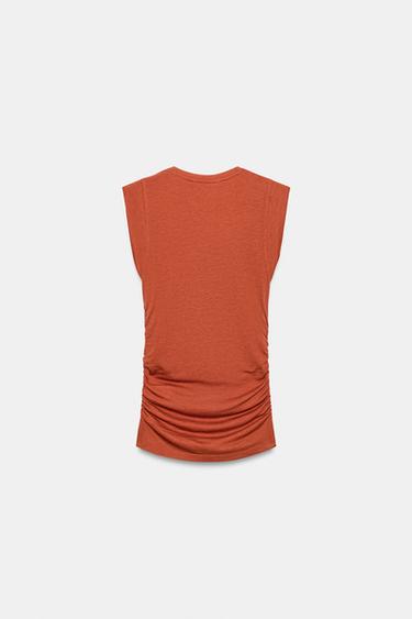SIDE GATHERED TOP - Burnt orange by Zara - Image 8