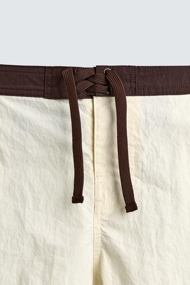 MAILLOT DE BAIN LONG À CONTRASTE - Écru de Zara - Image 8