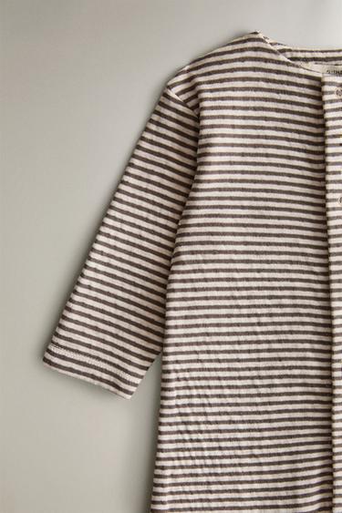 KIDS' STRIPED ROMPER - Chocolate brown by Zara - Image 1