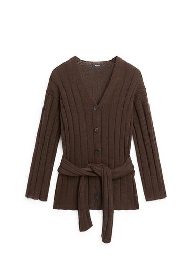Cardigan en maille avec détail à la taille - Chocolat de Zara