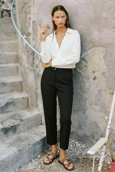 PANTALÓN TOBILLERO TIRO ALTO - Negro de Zara