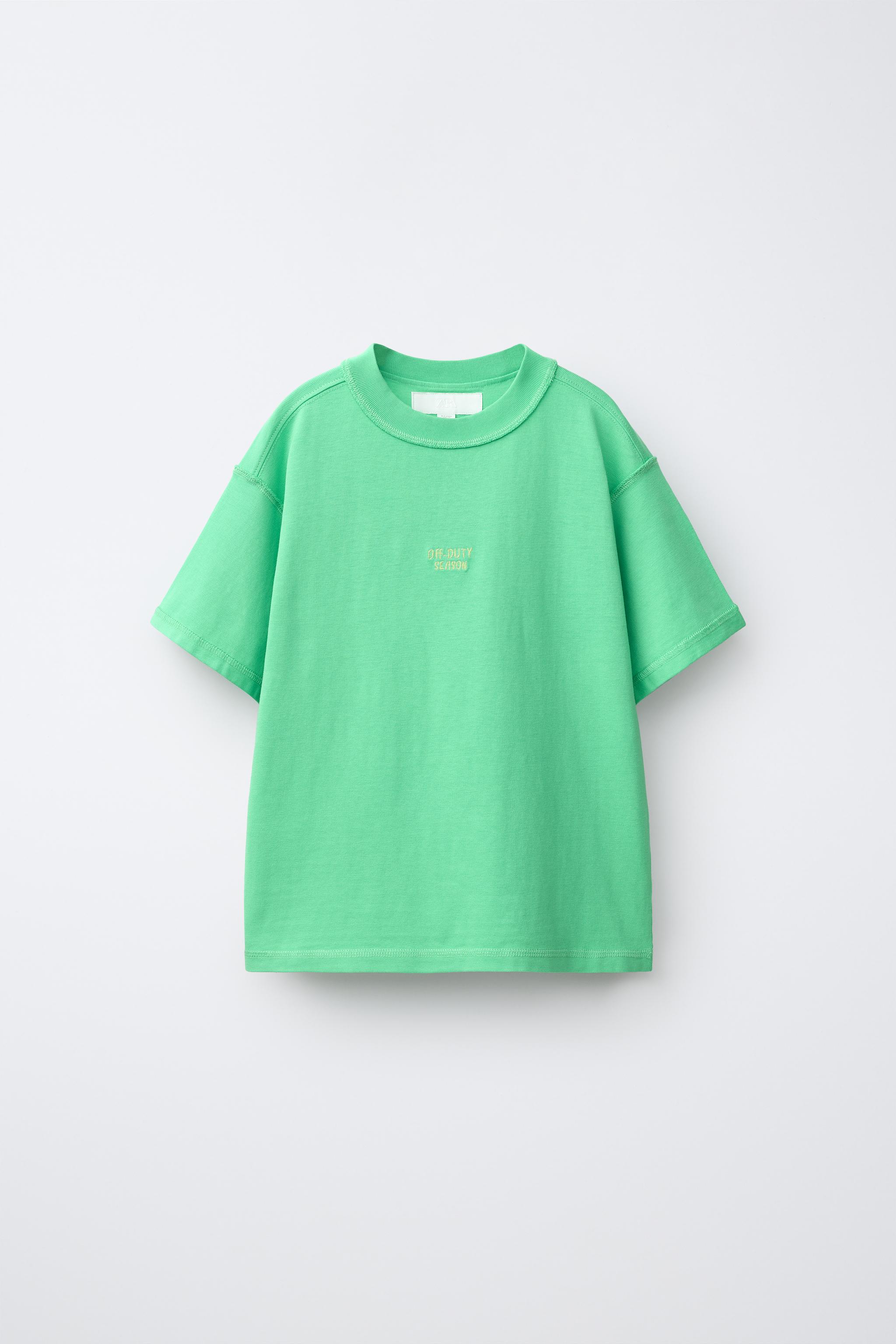 HEAVYWEIGHT EMBROIDERED TEXT T-SHIRT — Green