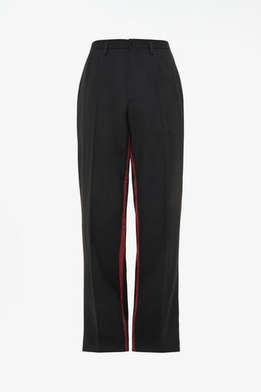 LIMITED EDITION TUXEDO-STYLE PANTS WITH CONTRAST STRIPE — Black 1