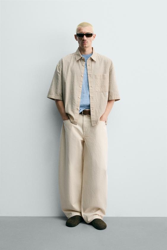 CONTRAST EMBROIDERED PLAID SHIRT from Zara - $59.90