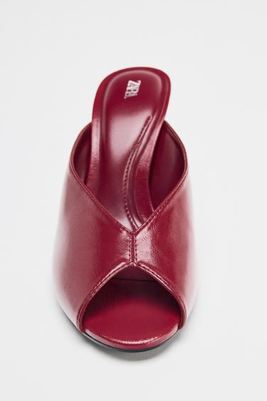 OPEN-TOE SANDALS - Burgundy Red by Zara