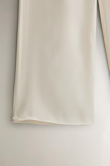 PANTALON SOIE BEIGE - Écru de Zara - Image 3