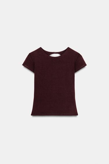 CAMISETA CROP ESPALDA ABIERTA - Vino de Zara