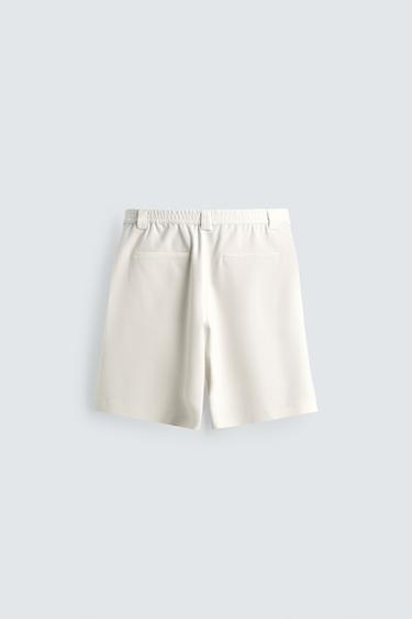 RELAXED FIT BERMUDA SHORTS WITH SIDE PLEATS - Oyster-white by Zara - Image 7