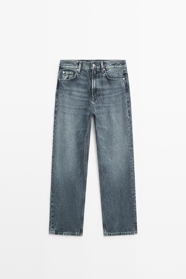 Zara High-waist straight-leg jeans - Aquamarine - Image 0