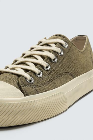 BASKETS EN TISSU - Vert kaki de Zara - Image 2