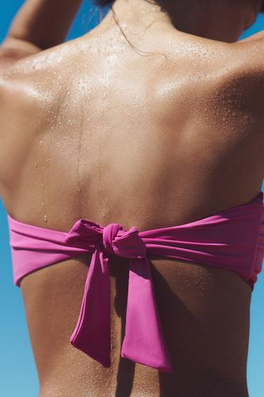 SEAMED BANDEAU BIKINI TOP - Fuchsia by Zara - Image 2