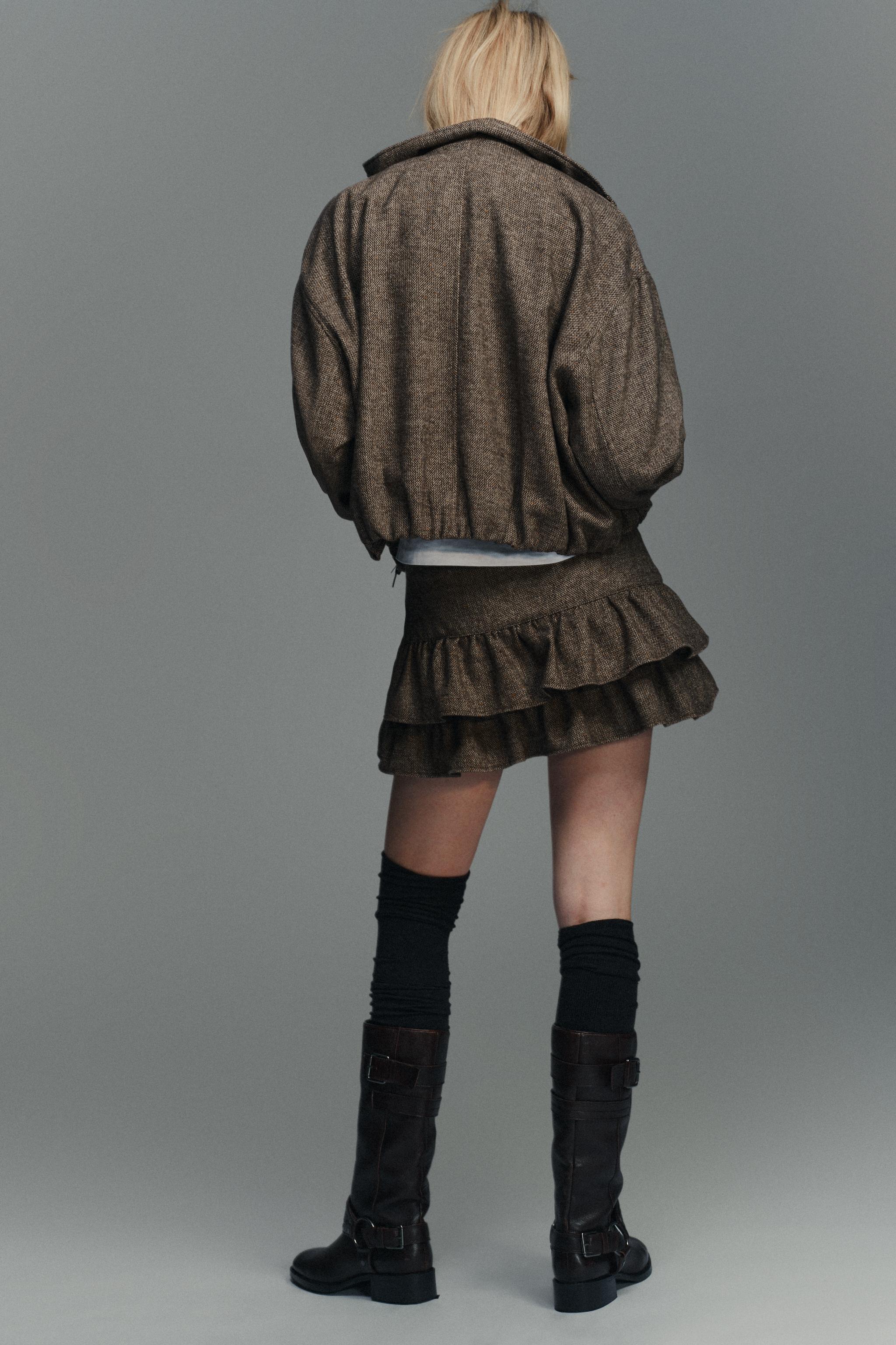 JUPE-PANTALON CHEVRON AVEC LAINE