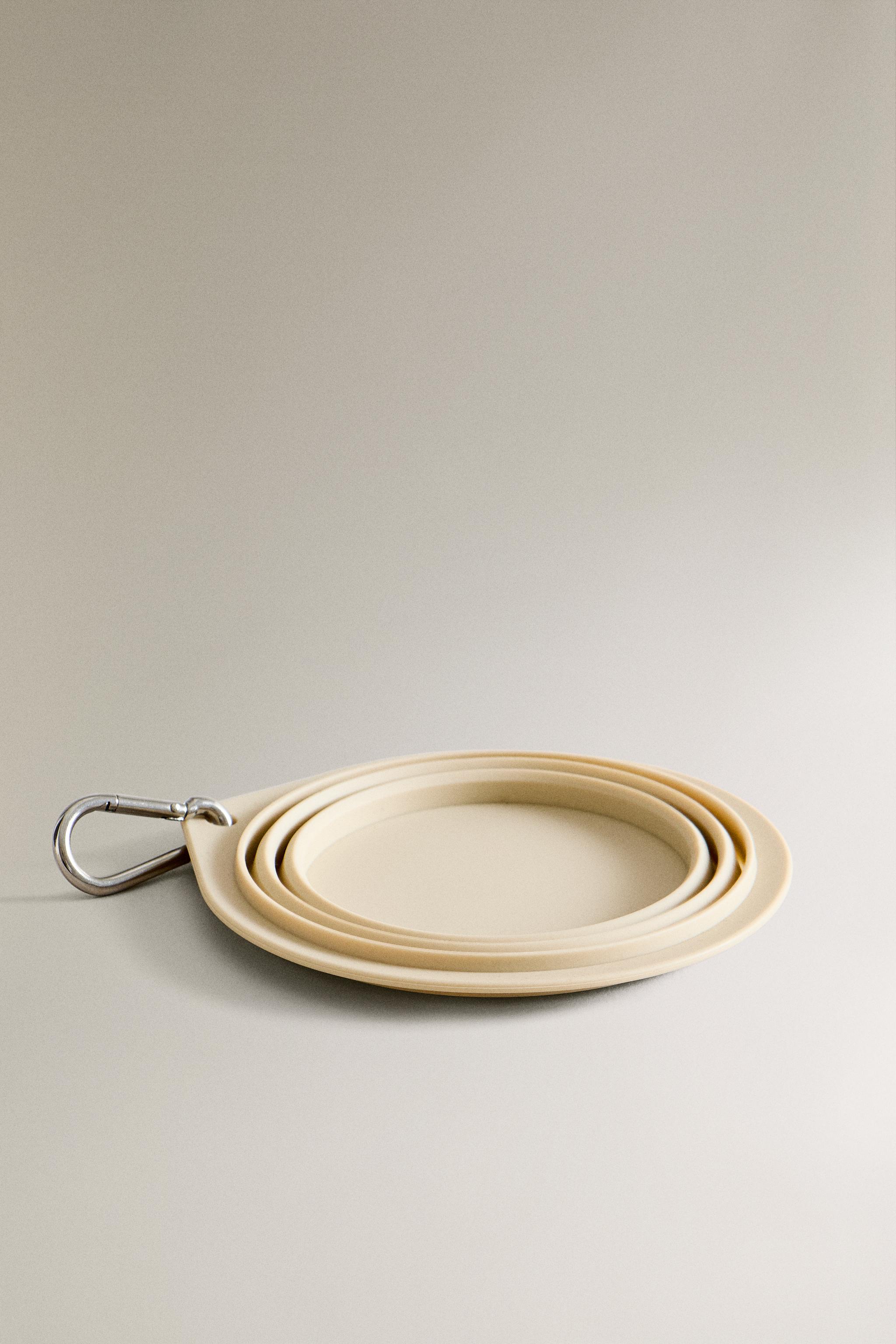 ZARA  スタンド付き ペットボウル 2個セット ペット シリコン製 折りたたみ式 フードボウル - エクリュ | ZARA