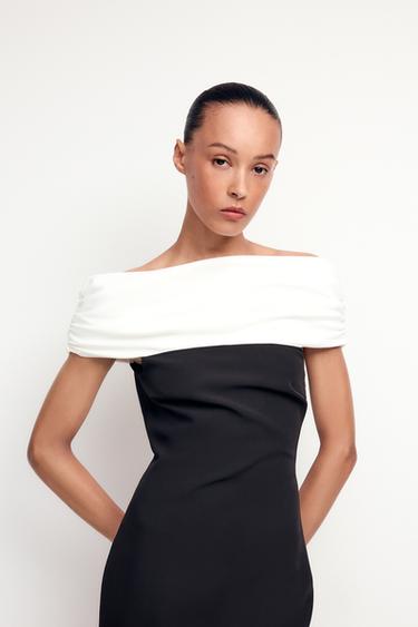 STRAPLESS MIDI DRESS - Black by Zara