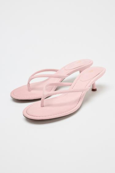 SANDALES KITTEN HEEL EFFET SOFT - Rose de Zara - Image 2