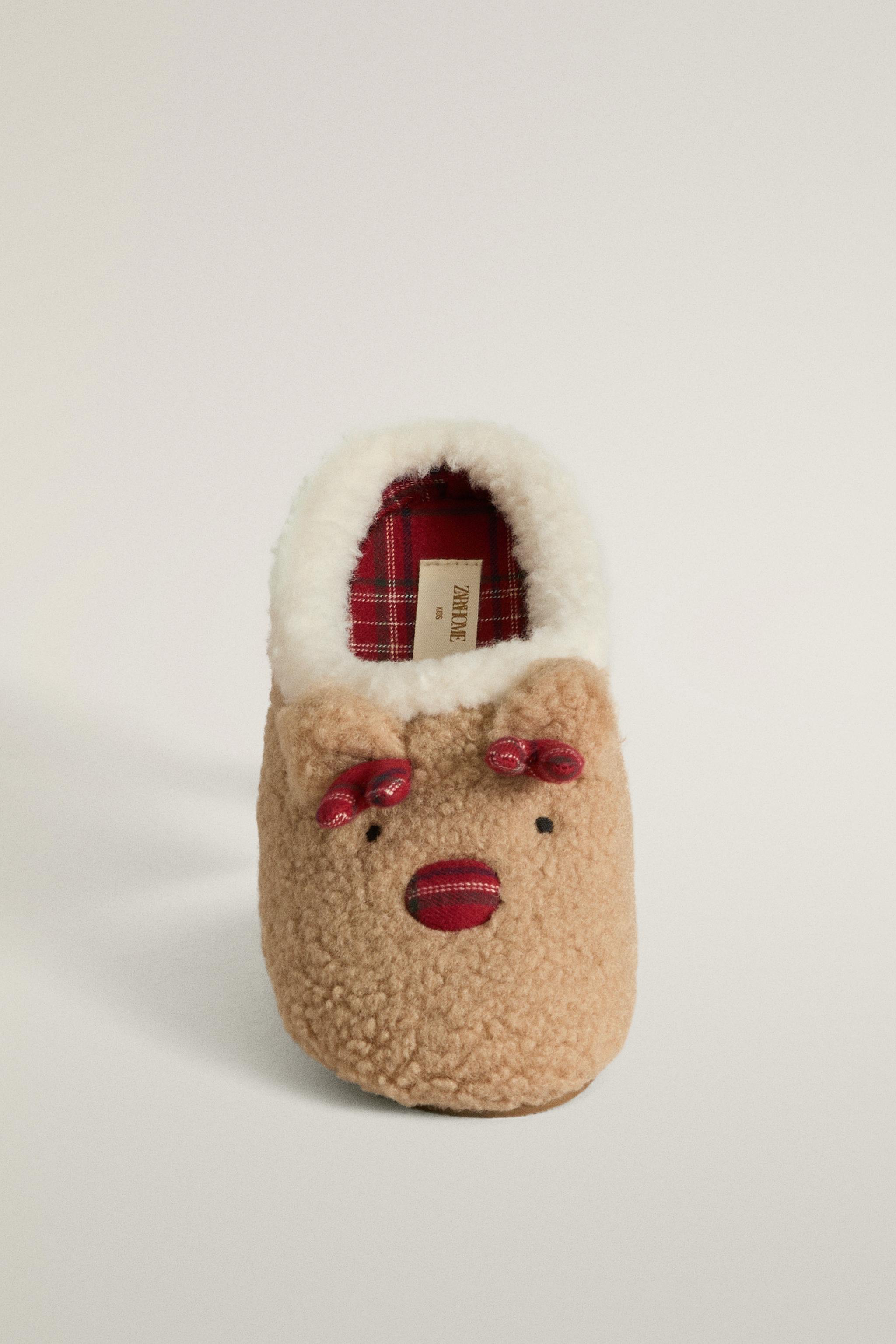 KIDS' REINDEER CHRISTMAS MULE SLIPPERS