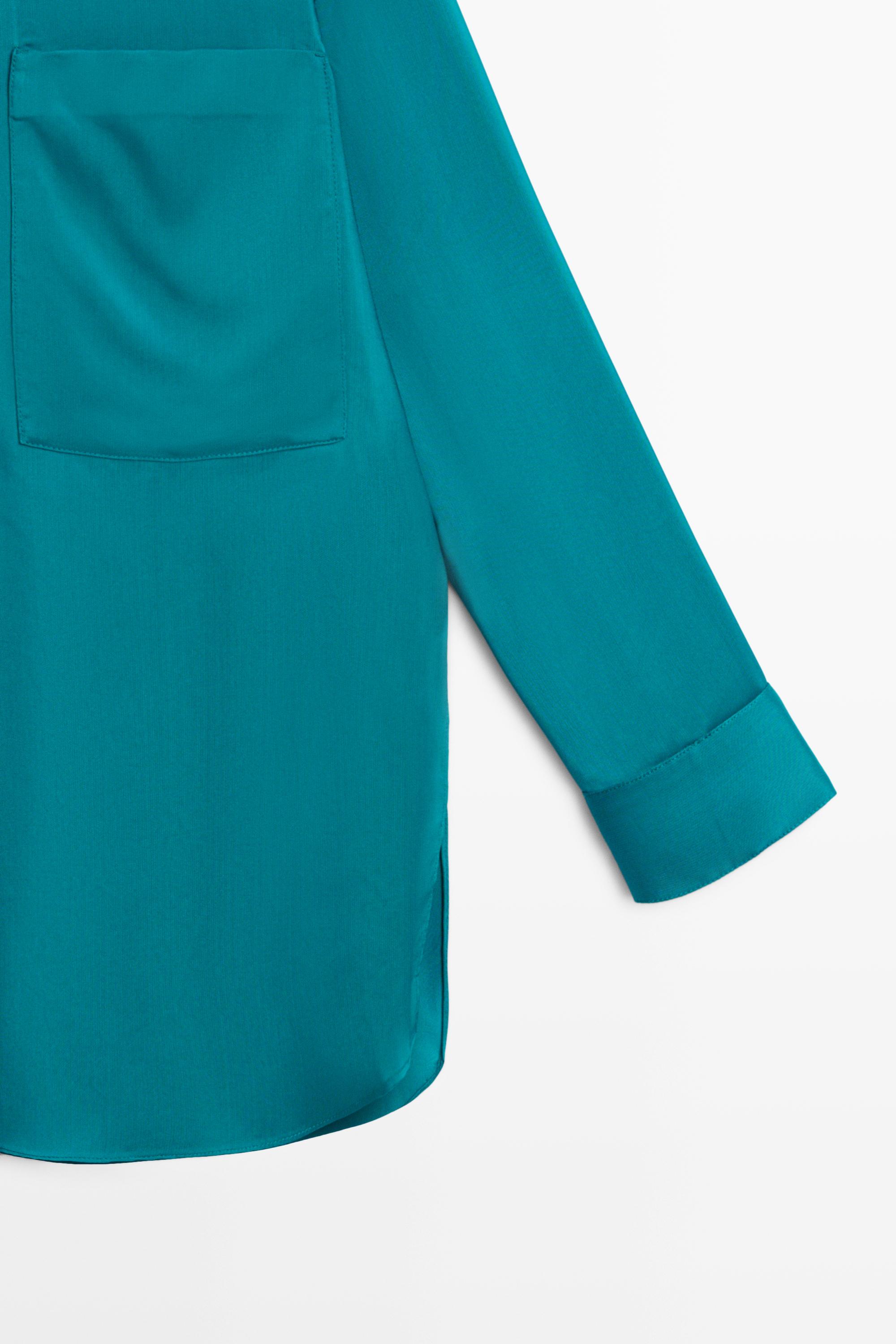 Flowing satin shirt with pockets