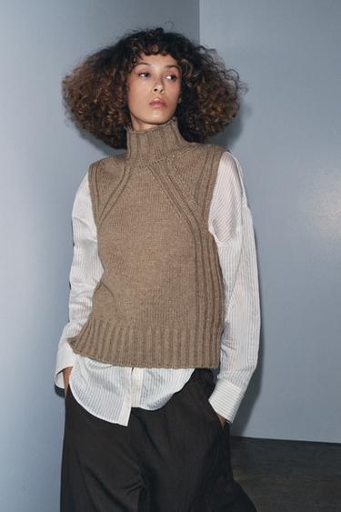 TOP AVEC LAINE À COL MONTANT - Vison chiné de Zara - Image 1