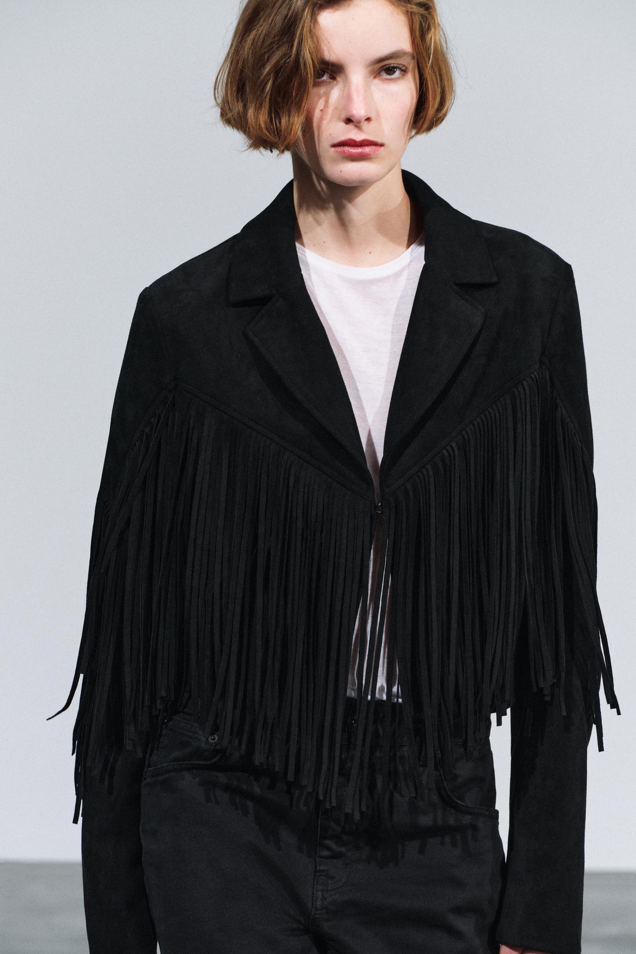 FRINGED JACKET — Black