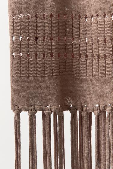 ROBE EN MAILLE À FRANGES - Marron / Taupe de Zara - Image 7