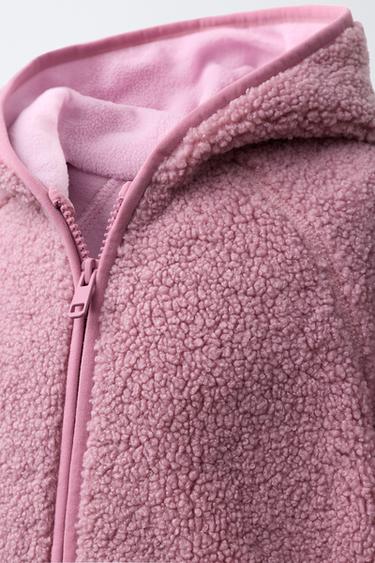 VESTE EFFET MOUTON À CAPUCHE - Rose de Zara - Image 4