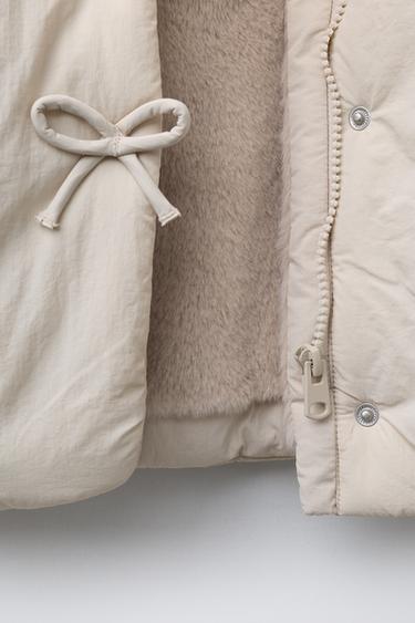WATER-REPELLENT QUILTED COAT WITH TIES - Ecru by Zara - Image 6