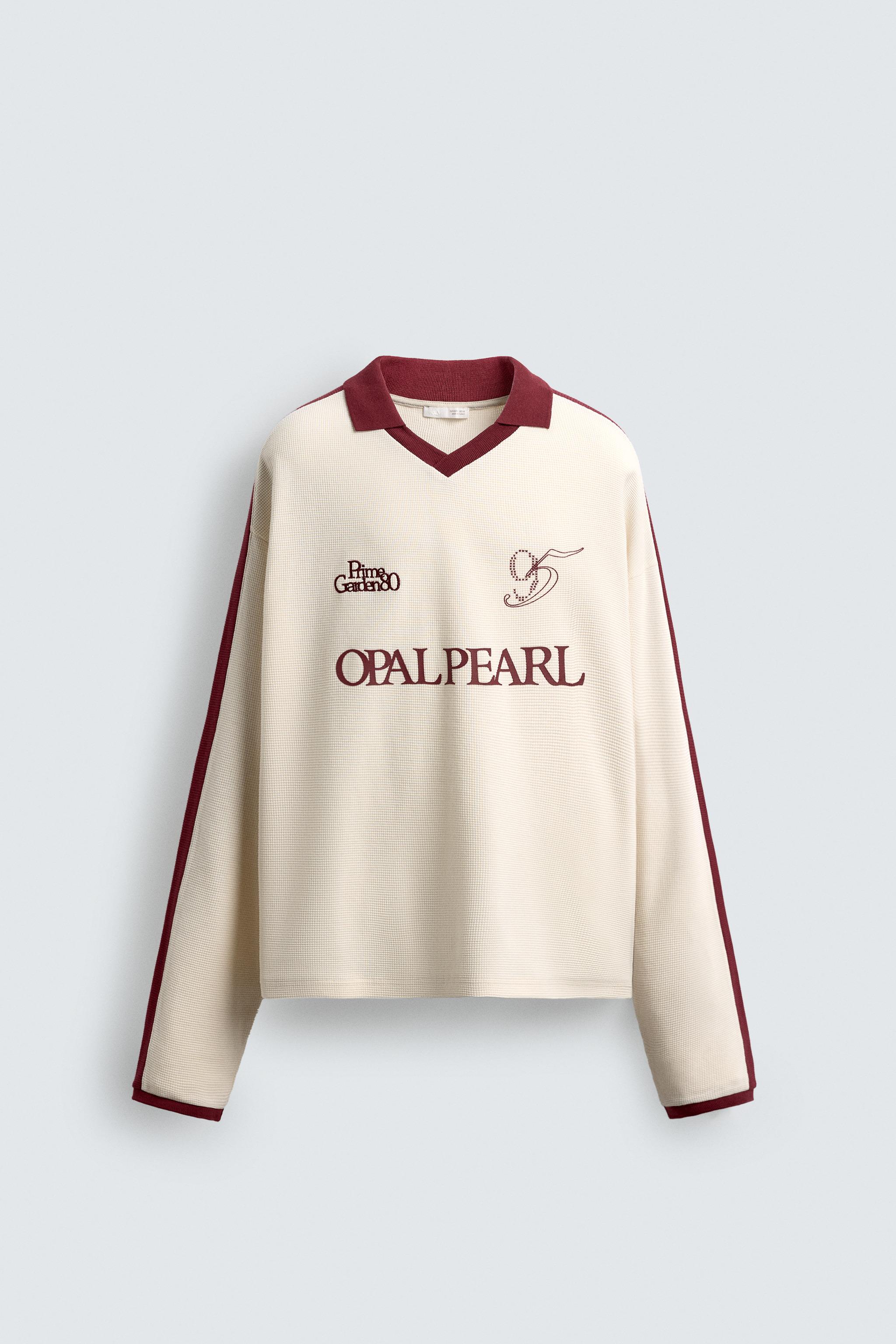 RETRO FOOTBALL EMBROIDERED POLO SHIRT - Oyster-white | ZARA Australia