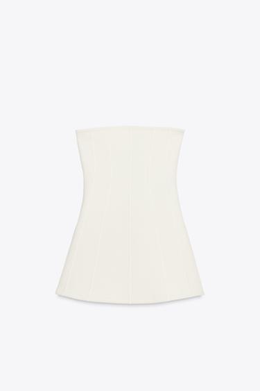 INTERLOCK BANDEAU DRESS - Ecru de Zara - Image 4
