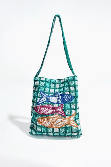 MINI SAC SEAU FANTAISIE POISSONS - Vert de Zara