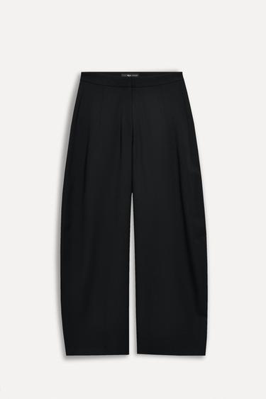 Zara 100% WOOL WIDE-LEG PANTS 50TH ANNIVERSARY - Black