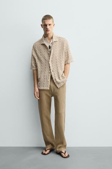 CHEMISE STRUCTURÉE EN CROCHET - Marron clair de Zara