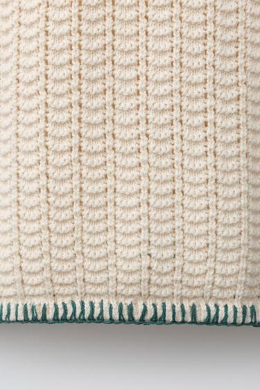 POLO EN MAILLE SURPIQÛRES - Écru / Vert de Zara - Image 3