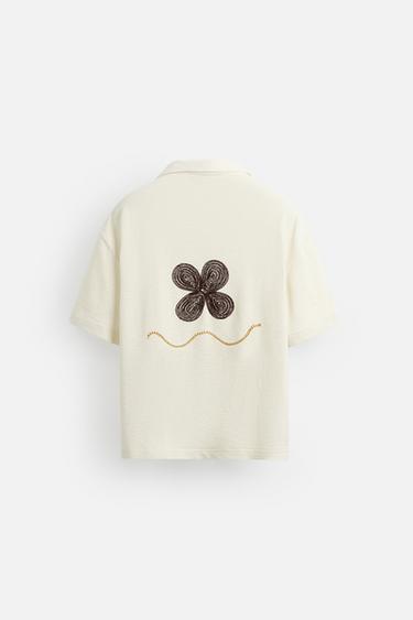 CHEMISE BRODERIE FLORALE - Écru de Zara - Image 8