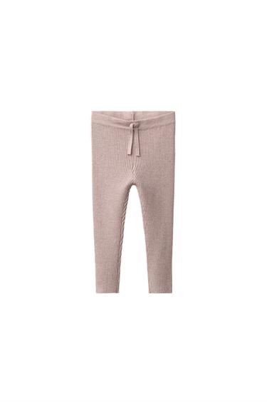RIBBED KNIT LEGGINGS - Sand / Marl by Zara