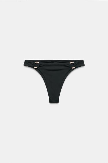 BAS DE BIKINI PIÈCES MÉTALLIQUES - Noir de Zara - Image 1