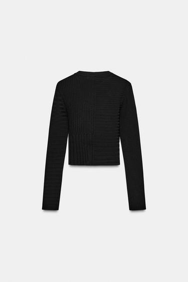 RIBBED KNIT TOP WITH APPLIQUÉ - Black by Zara - Image 5