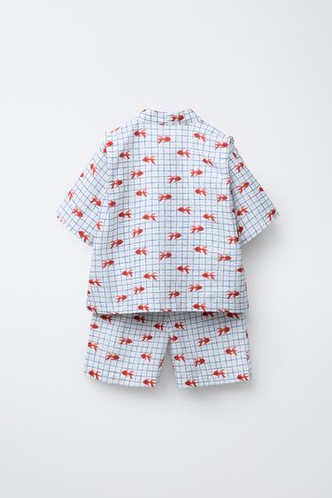 18 MONTHS-6 YEARS/ PRINTED KIMONO AND BERMUDA SHORTS SET - Red by Zara - Image 1
