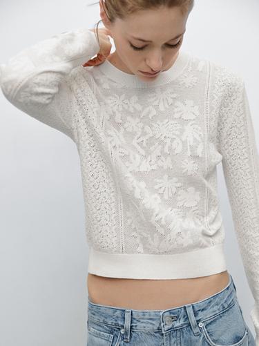 Zara Cutwork lace sweater - Ecru