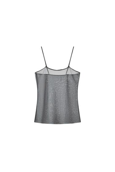 TOP TIRANTES TUL - Gris de Zara