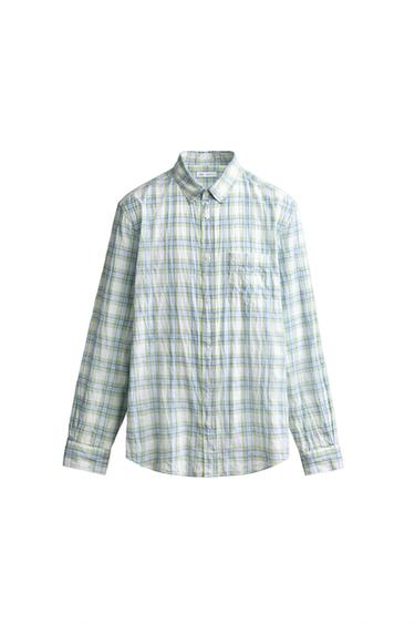 REGULAR FIT CREASED-EFFECT CHECK SHIRT - Green / Blue by Zara