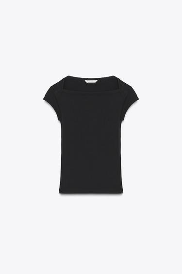 COTTON MODAL T-SHIRT - Black by Zara