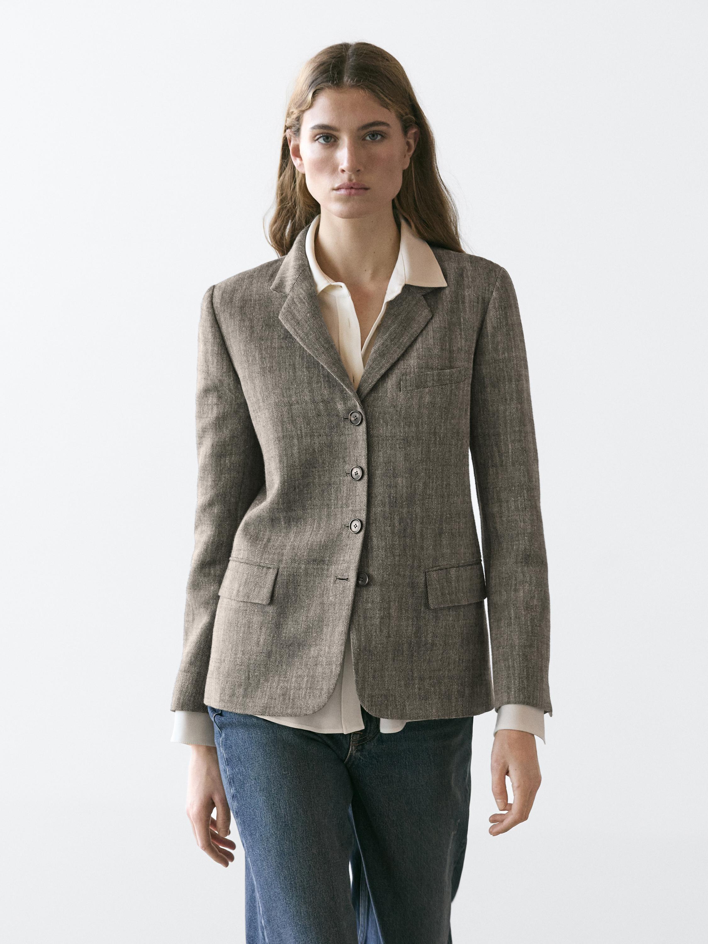 Flecked wool blend blazer