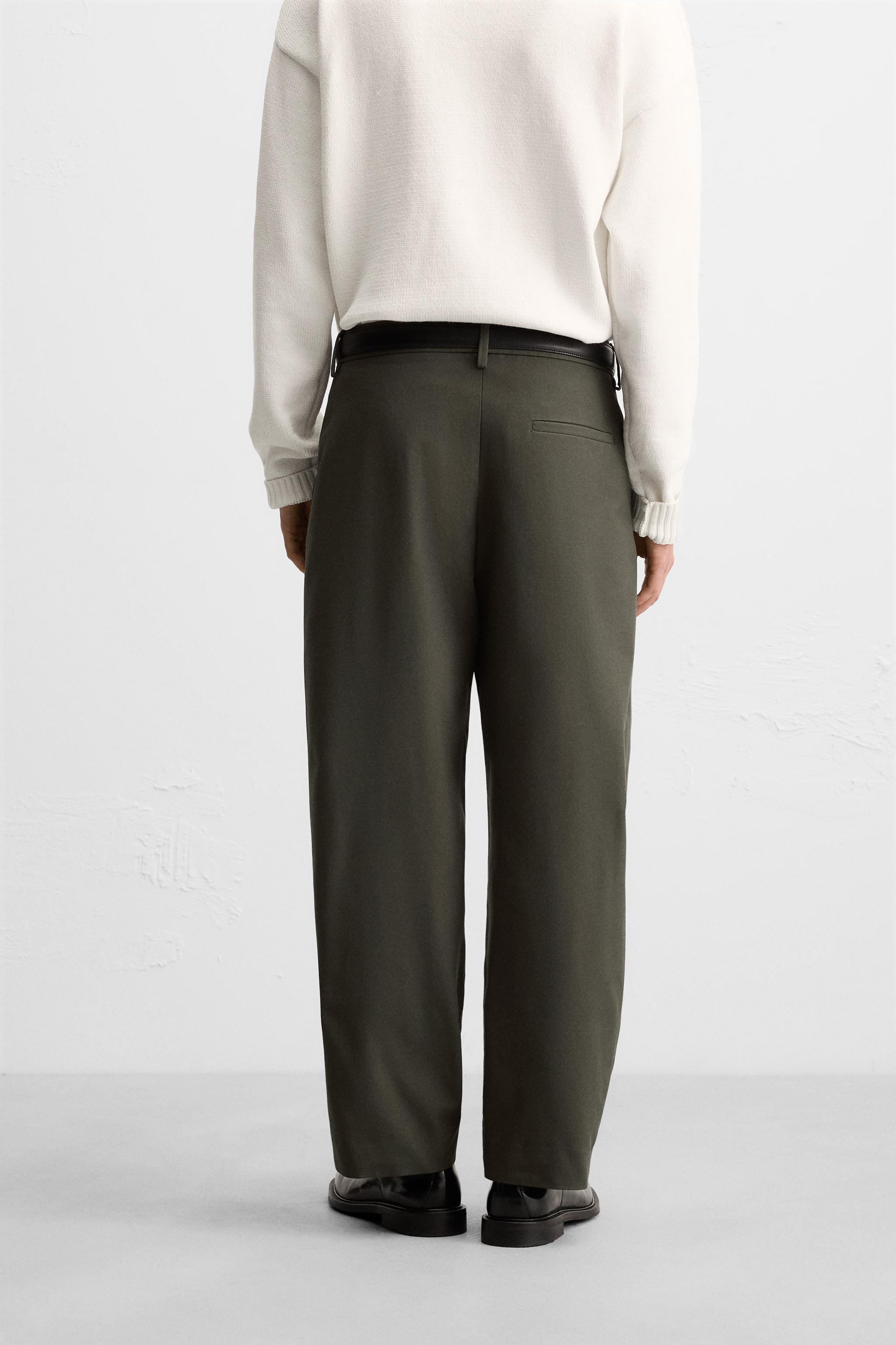 RELAXED FIT PLEATED PANTS - Khaki | ZARA United States