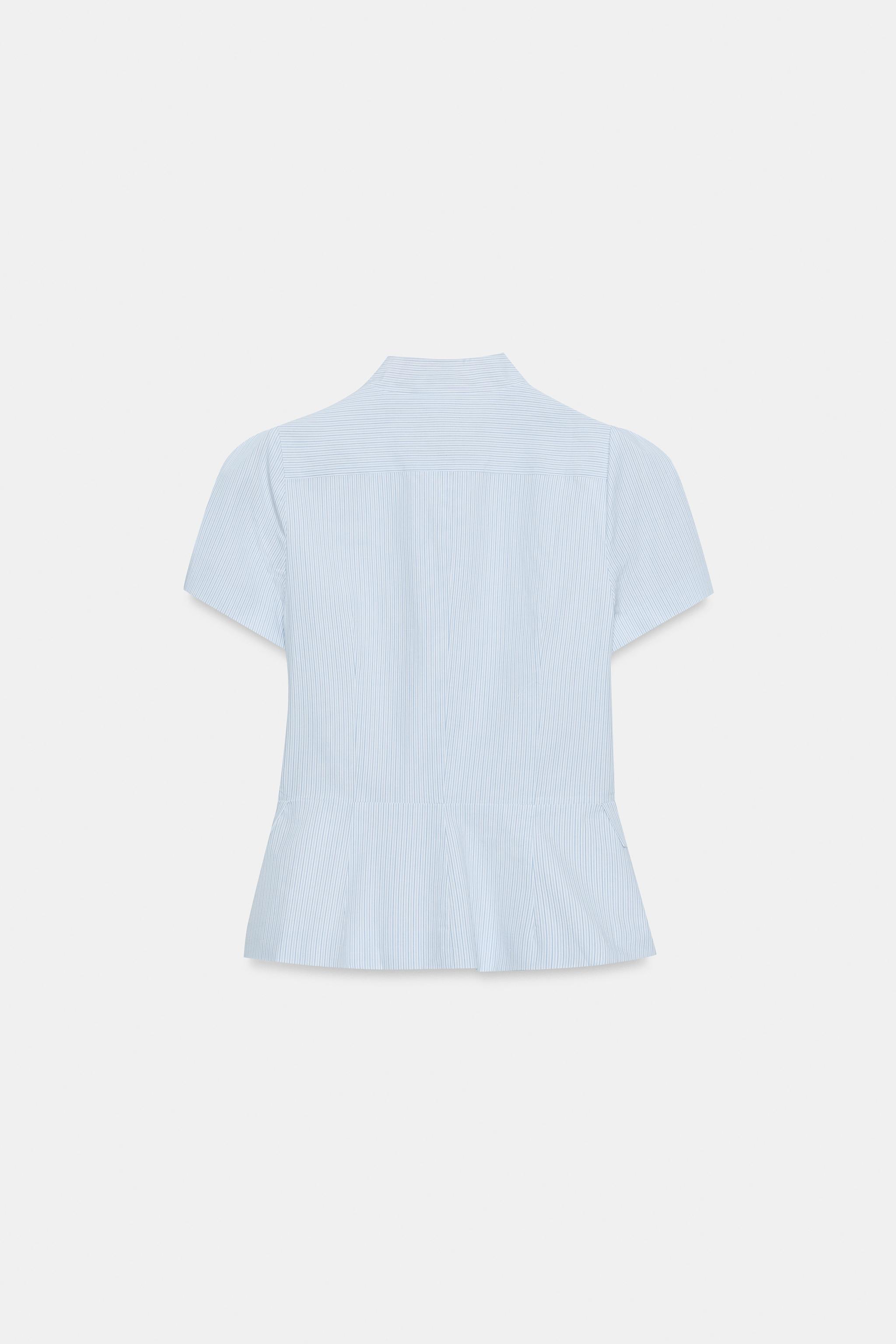 SHORT SLEEVE BUTTON-FRONT TOP - Blue / White | ZARA United States