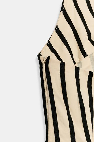 ROBE MI-LONGUE BALLON À RAYURES - Écru / Noir de Zara - Image 8