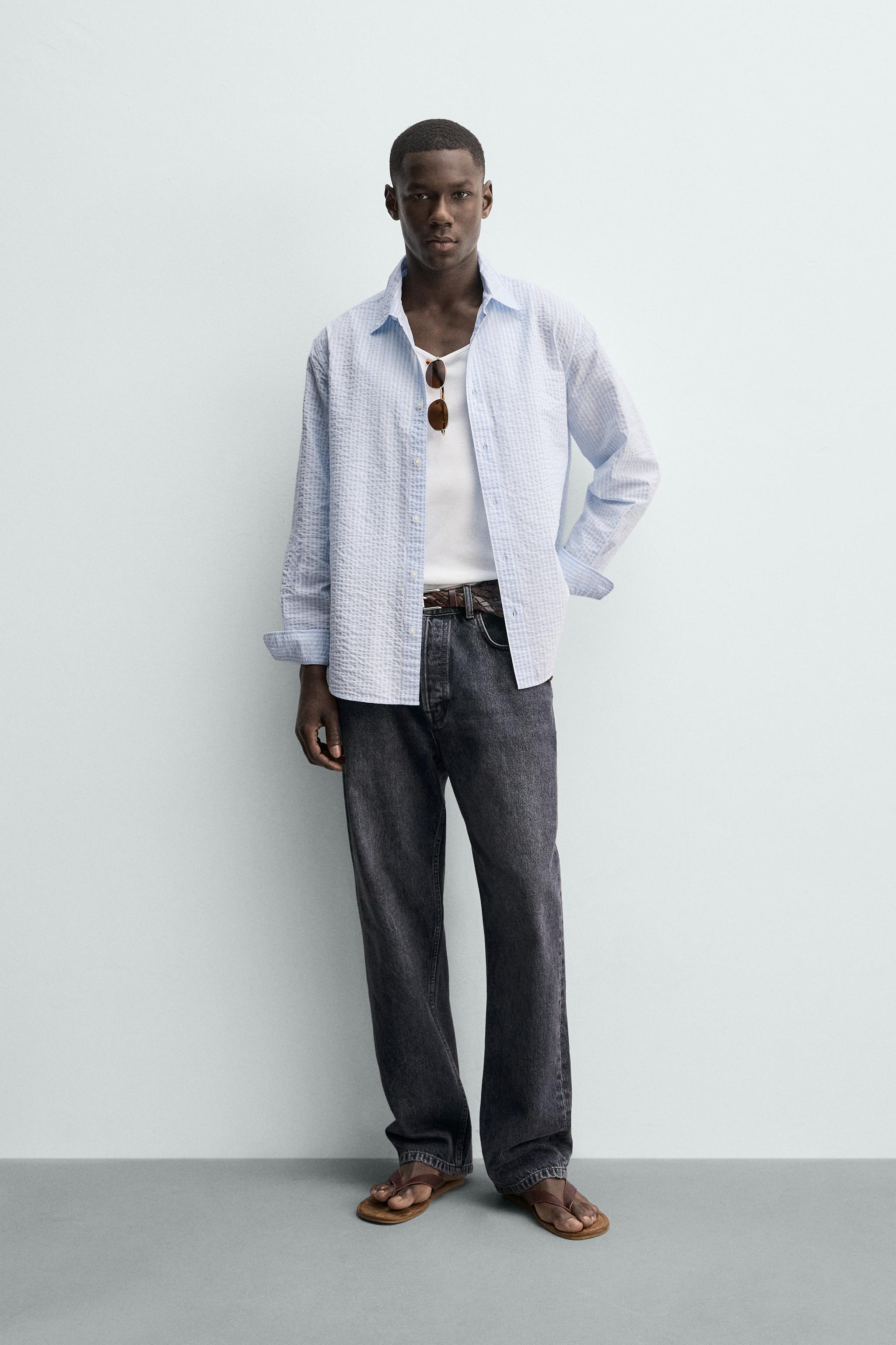 REGULAR FIT STRIPED SHIRT — striped