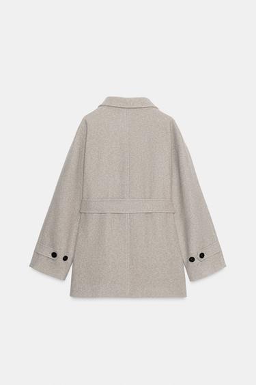 MANTEAU COL DOUBLE POSITION SOFT - Beige de Zara - Image 6