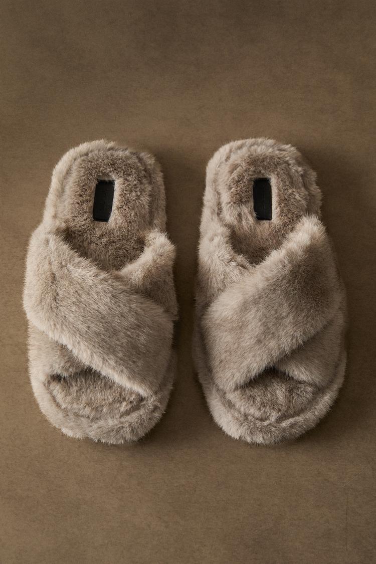 Faux Fur Pantuflas Zara Home Faux Fur Slippers Zara Zara Home Faux
