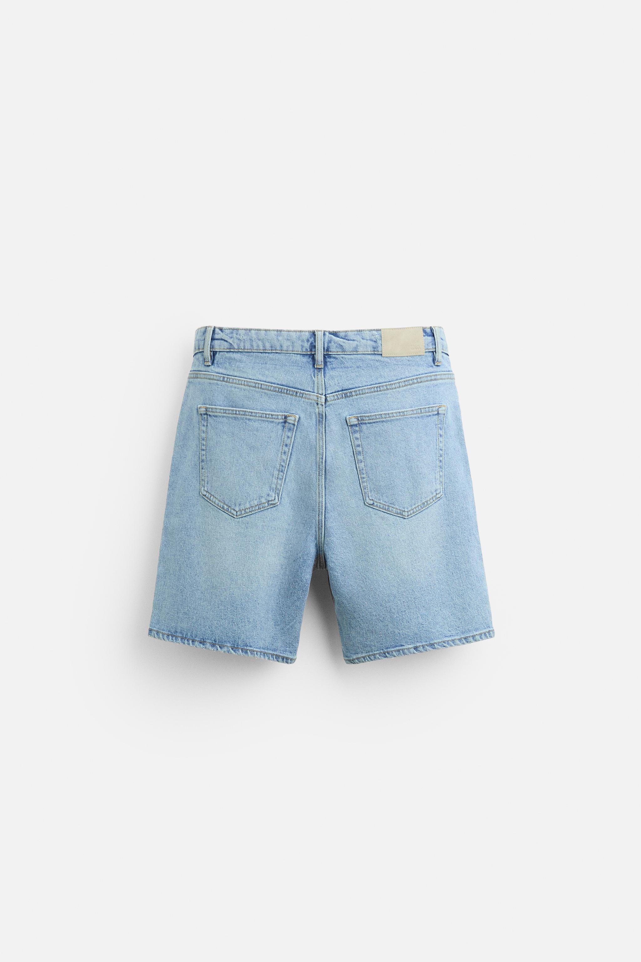 Cropped denim shorts online